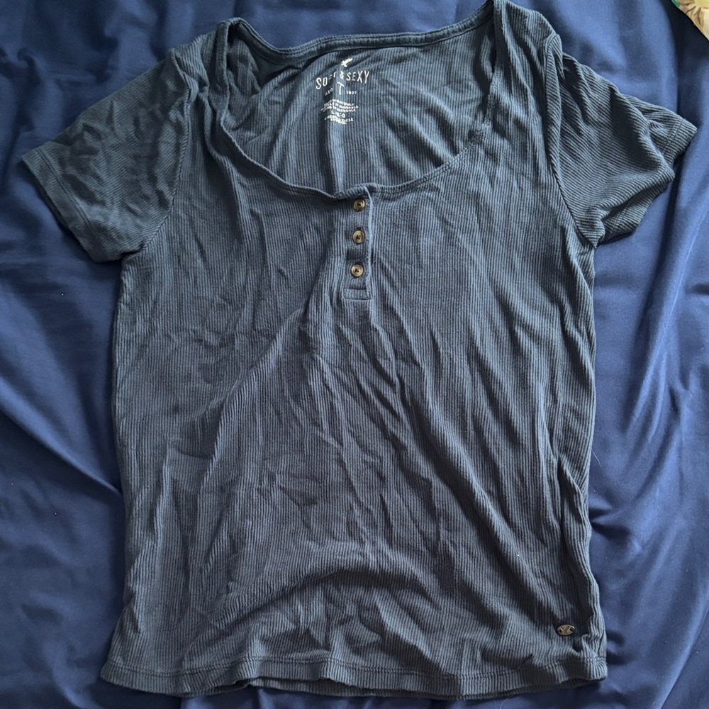 American Eagle Outfitters Dark Blue Short Sleeve Tee